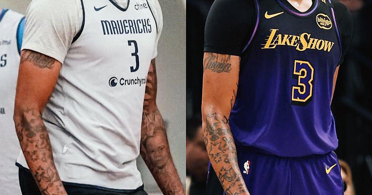 Anthony Davis tattoos: arm tattoo coverage in different jerseys