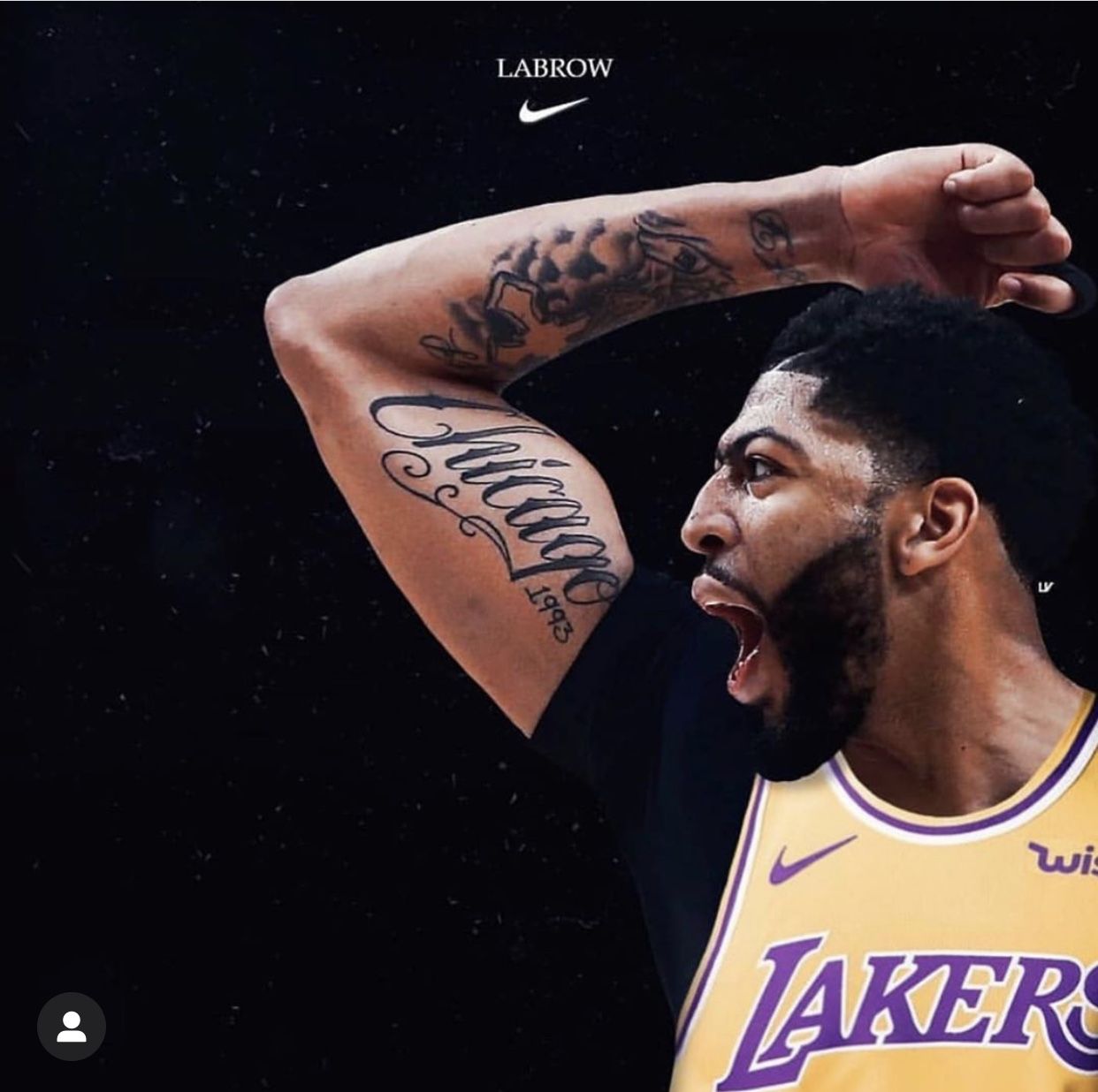 Anthony Davis tattoos: portrait and script placement