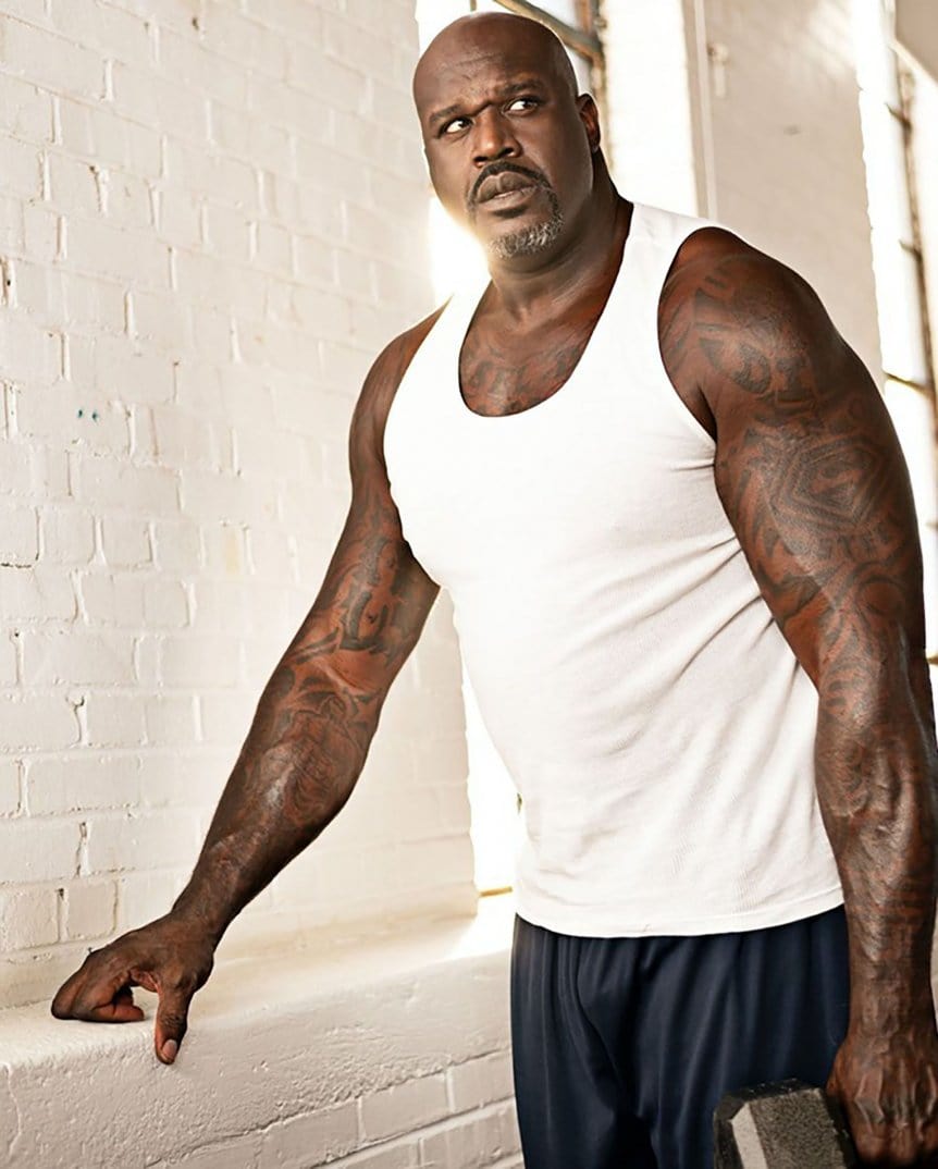 Shaquille O'Neal tattoos: arm sleeve movement and contrast
