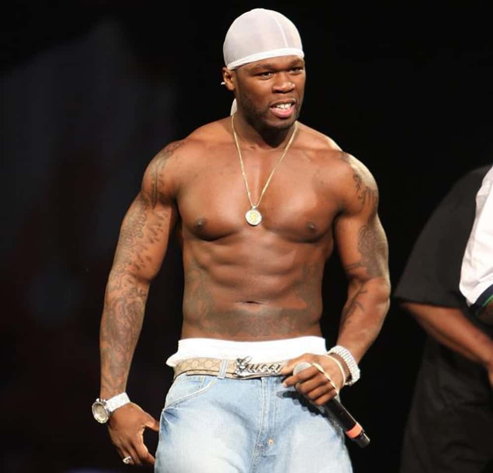 50 Cent Love and Hate stomach tattoo