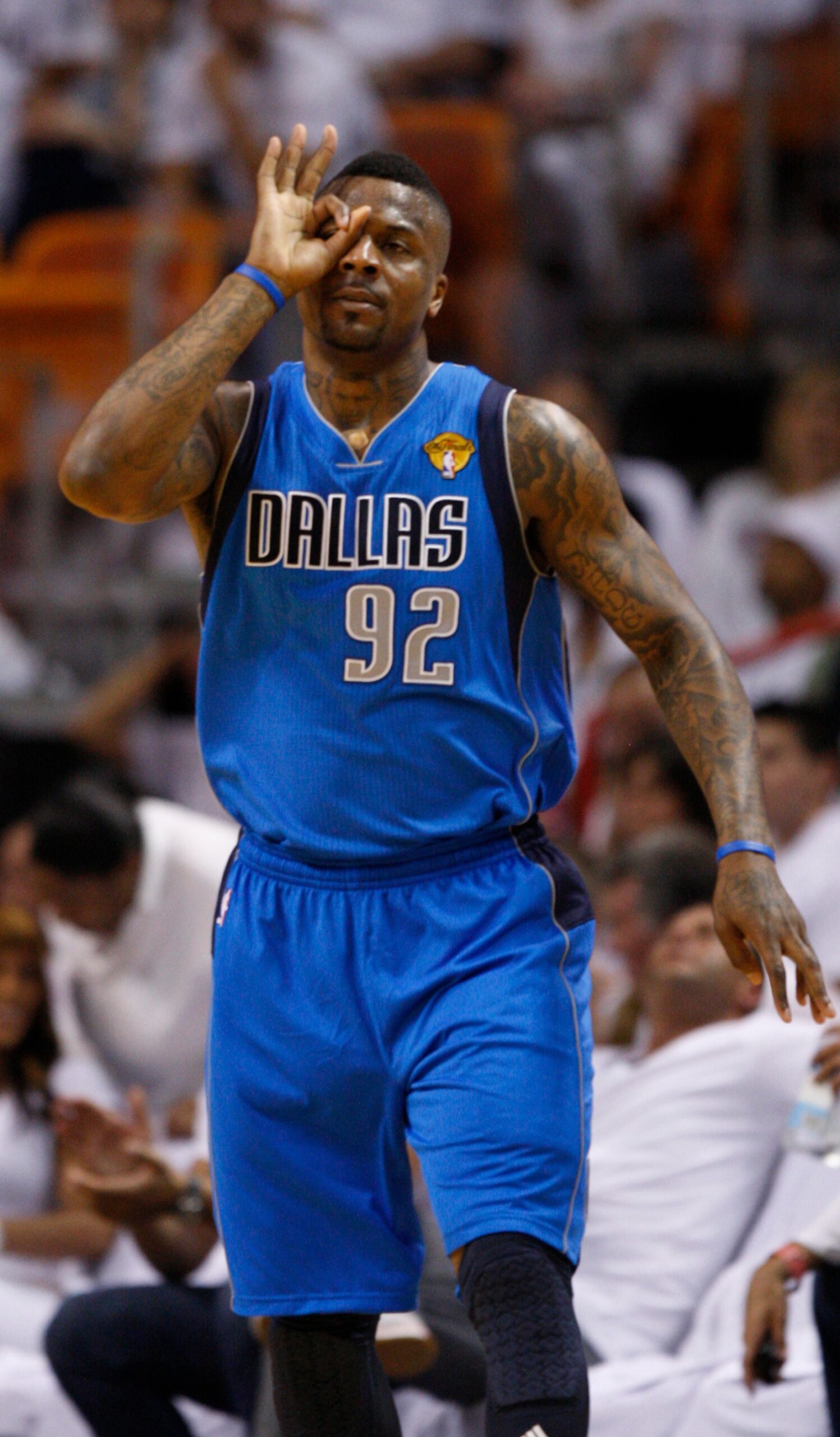 DeShawn Stevenson tattoos: full-body game photo showing arm and shoulder coverage