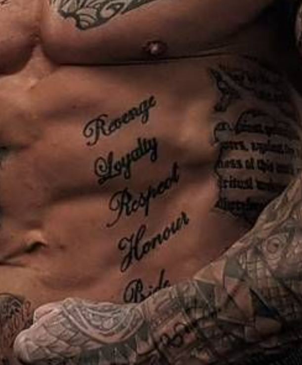 Martyn Ford chest words tattoo