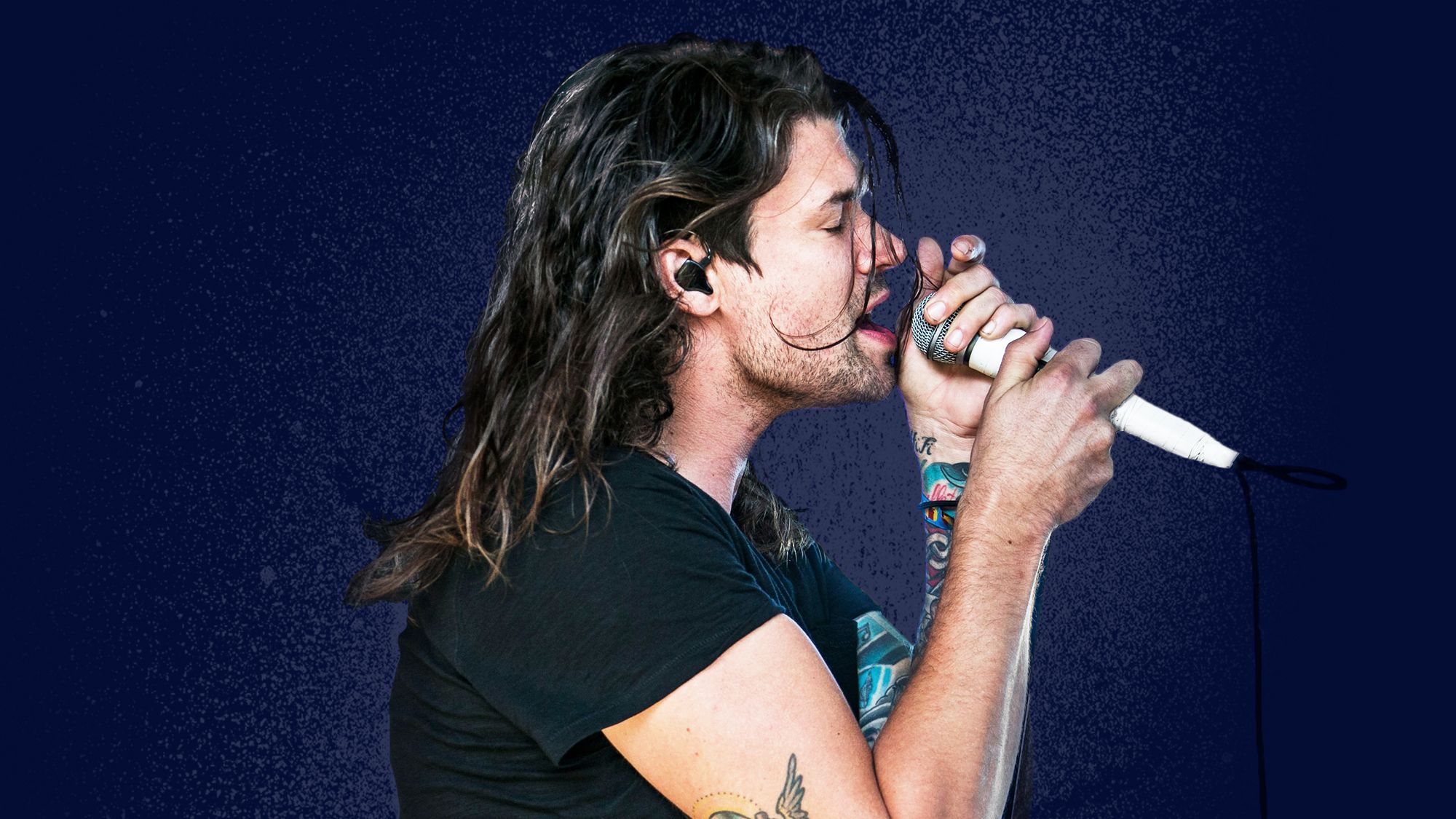 Adam Lazzara anchor and arm tattoos