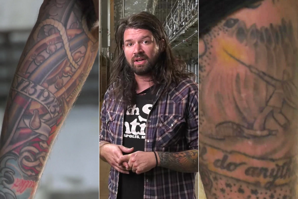 Adam Lazzara magnolia and forearm tattoos