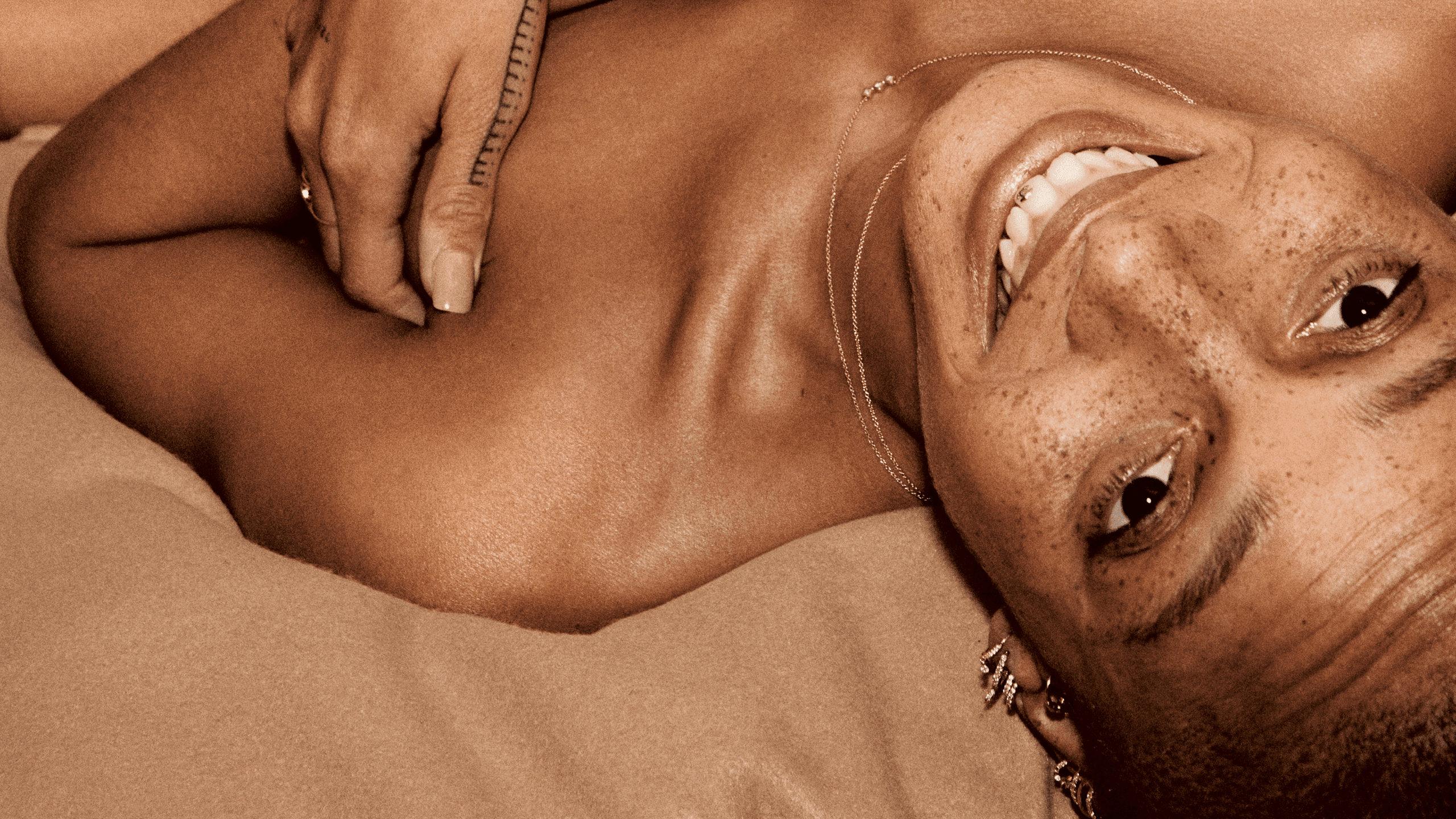 Adwoa Aboah tattoos: Adwoa Aboah small hand and finger lettering