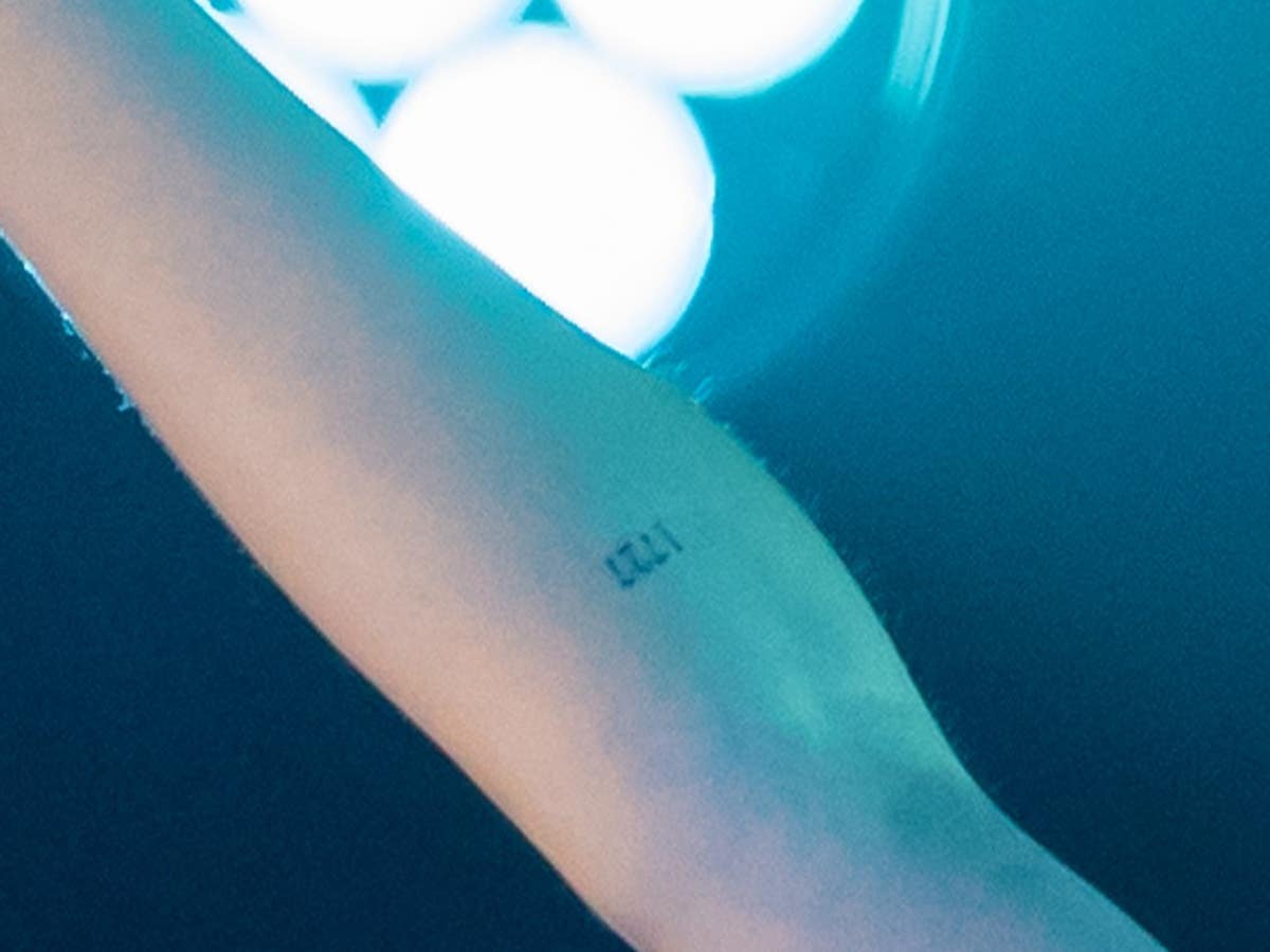 Aitana Ocaña tattoos: 1727 inner-forearm number tattoo