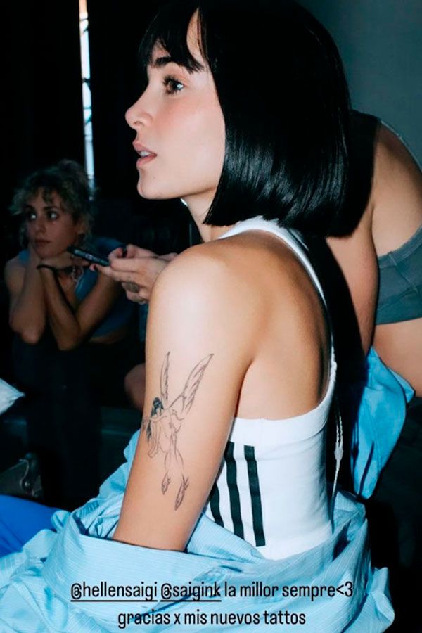 Aitana Ocaña tattoos: fairy and newer butterfly context