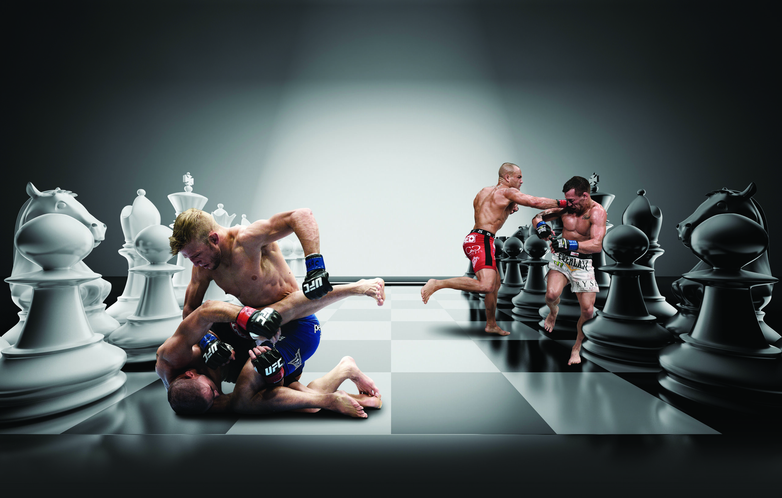 Alan Belcher in a contextual photograph: Fight strategy in magazine photography; not tattoo evidence