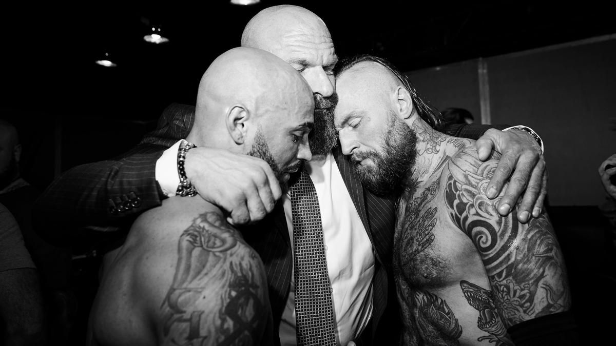 Aleister Black neck chest and shoulder tattoos