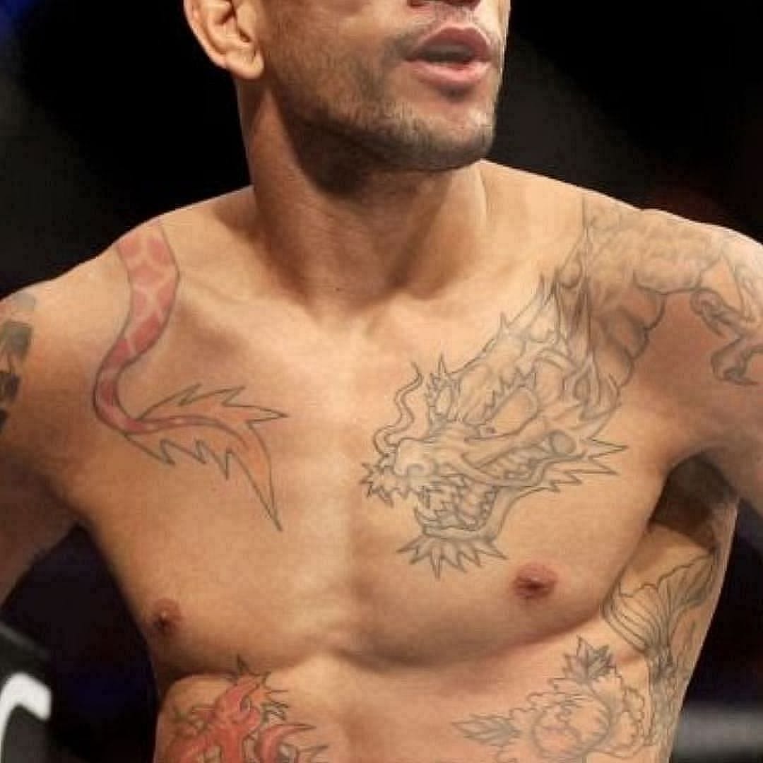 Alex Pereira dragon chest and shoulder tattoos