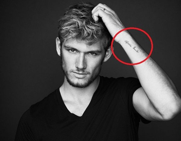 Alex Pettyfer Little Lamb forearm tattoo