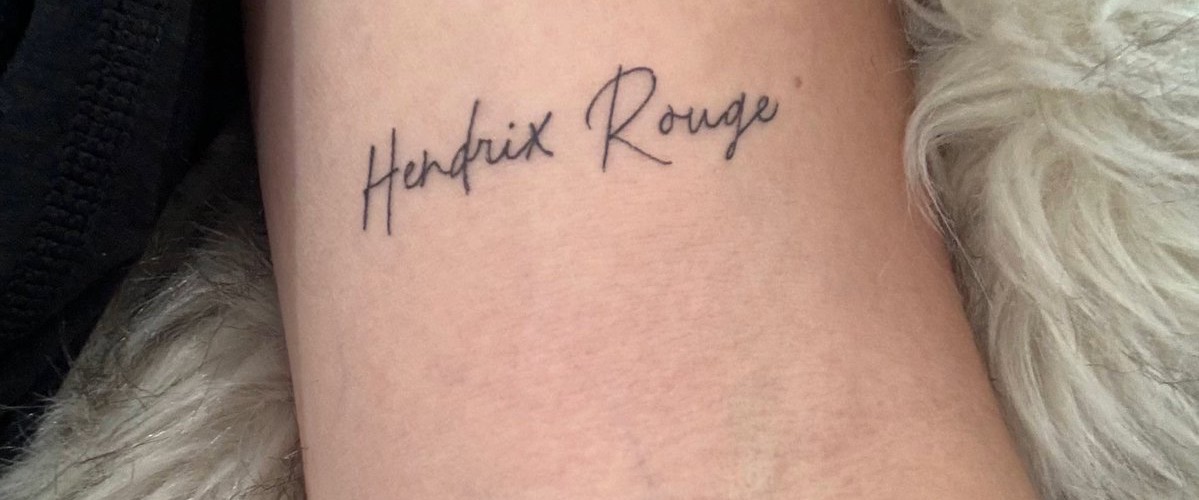 Alexa Bliss Hendrix Rouge daughter name tattoo close-up