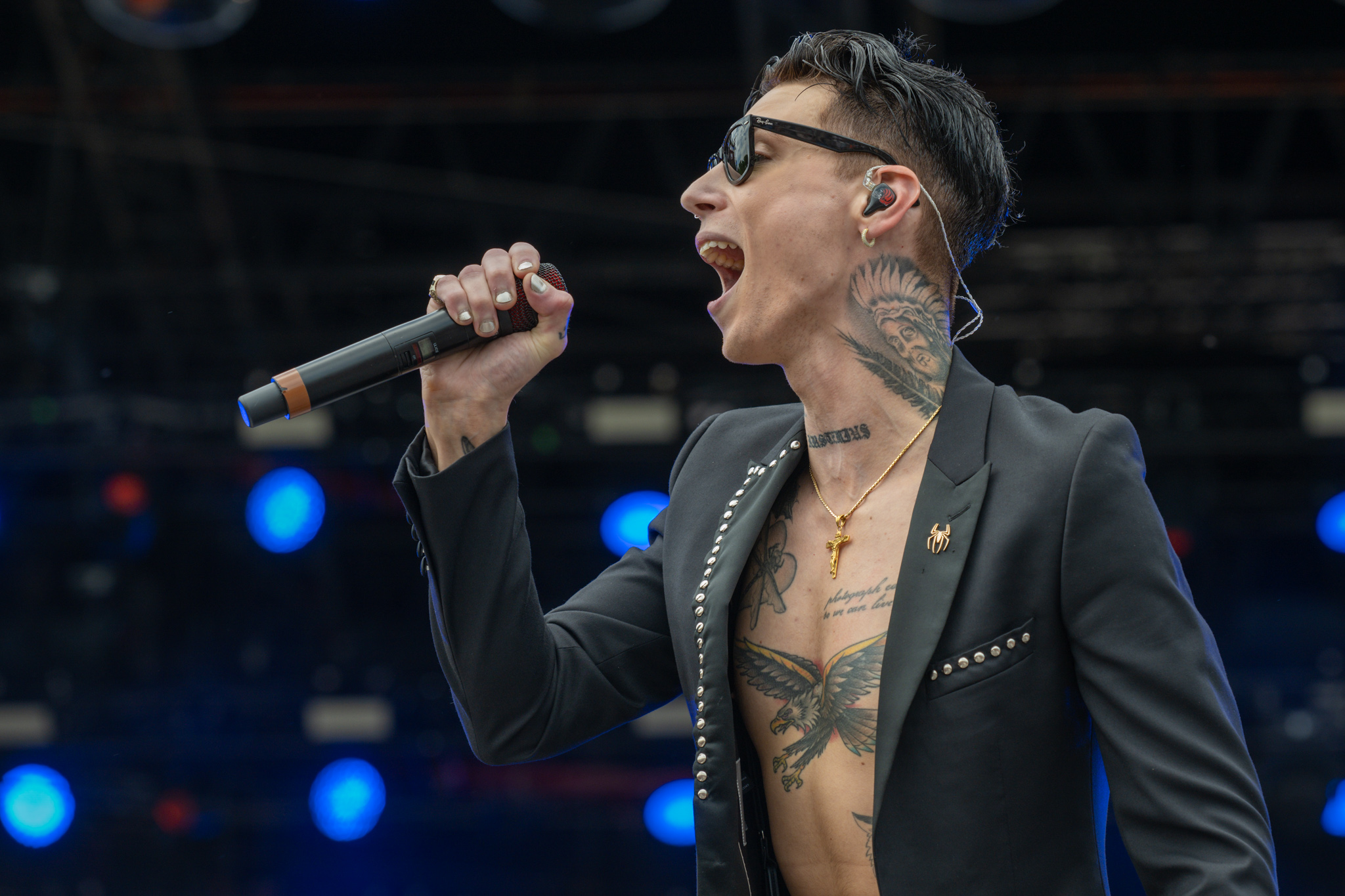 Andy Biersack neck tattoo close view