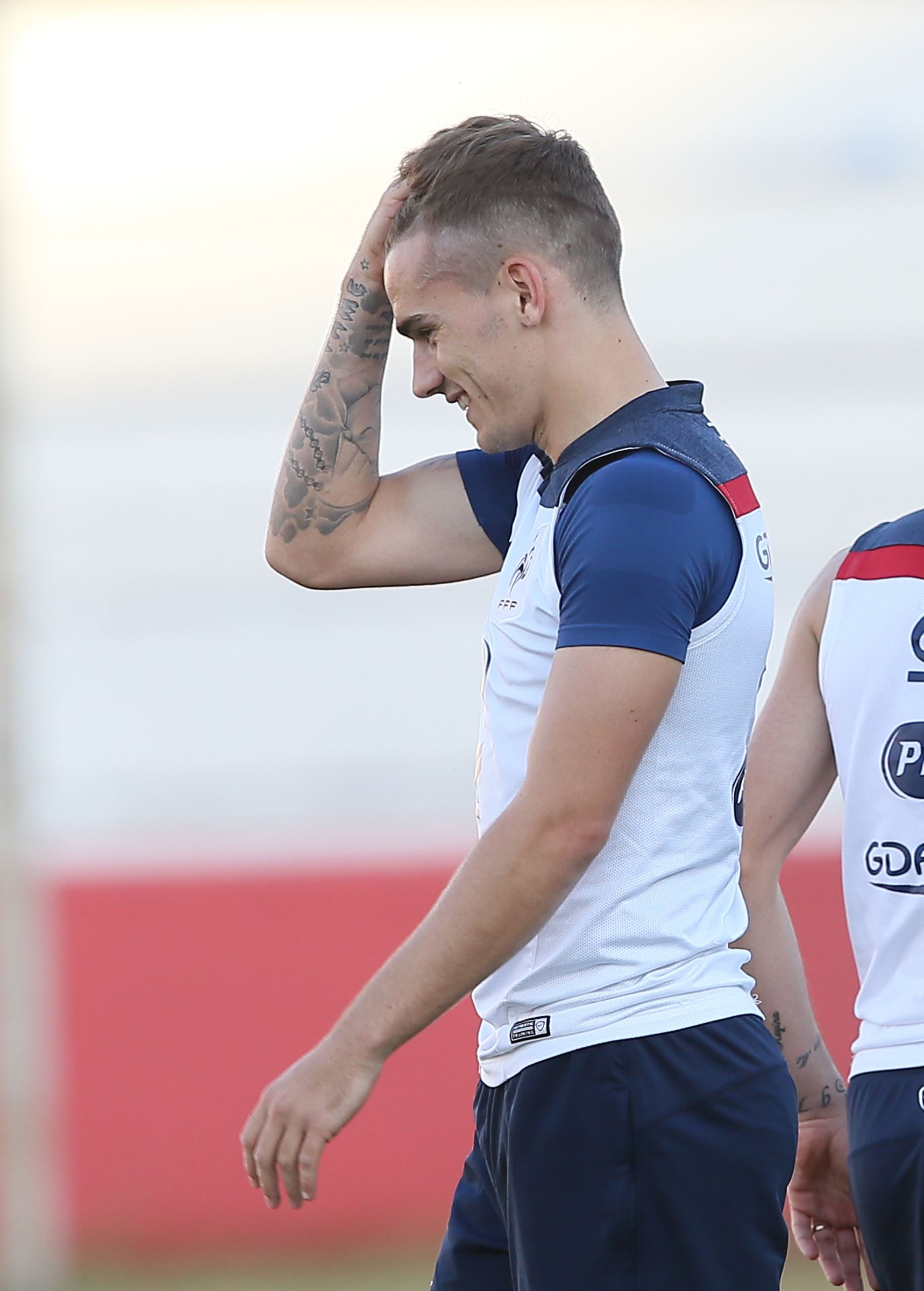 Antoine Griezmann tattoos: Antoine Griezmann hand and finger tattoo detail