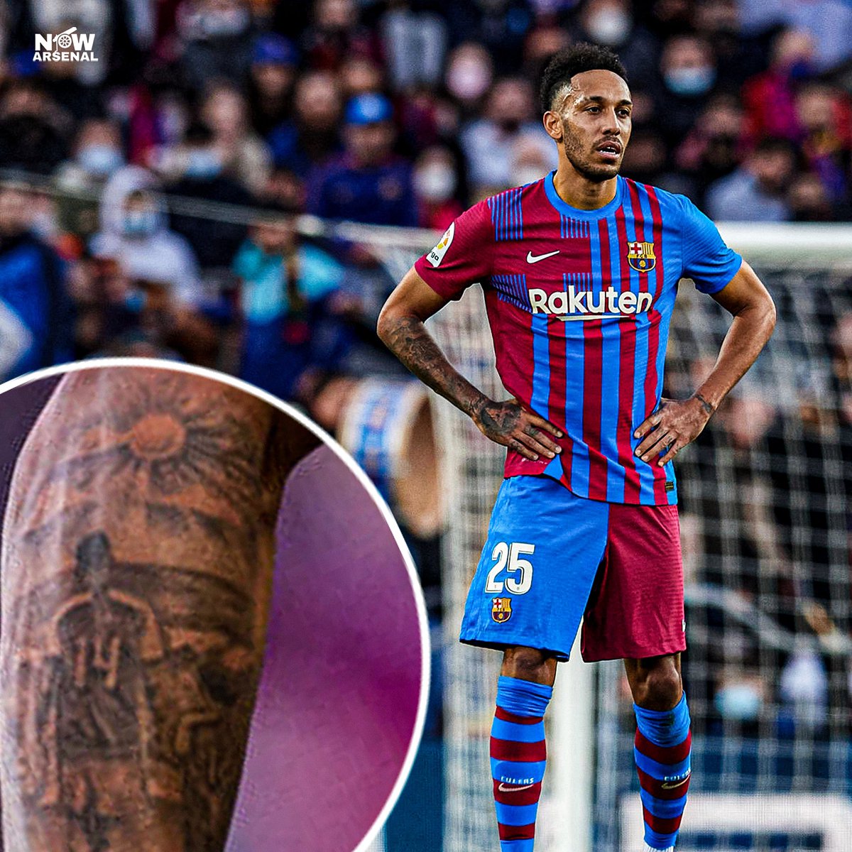 Pierre-Emerick Aubameyang football-era forearm tattoo Pierre-Emerick Aubameyang tattoos: The Arsenal and forearm references
