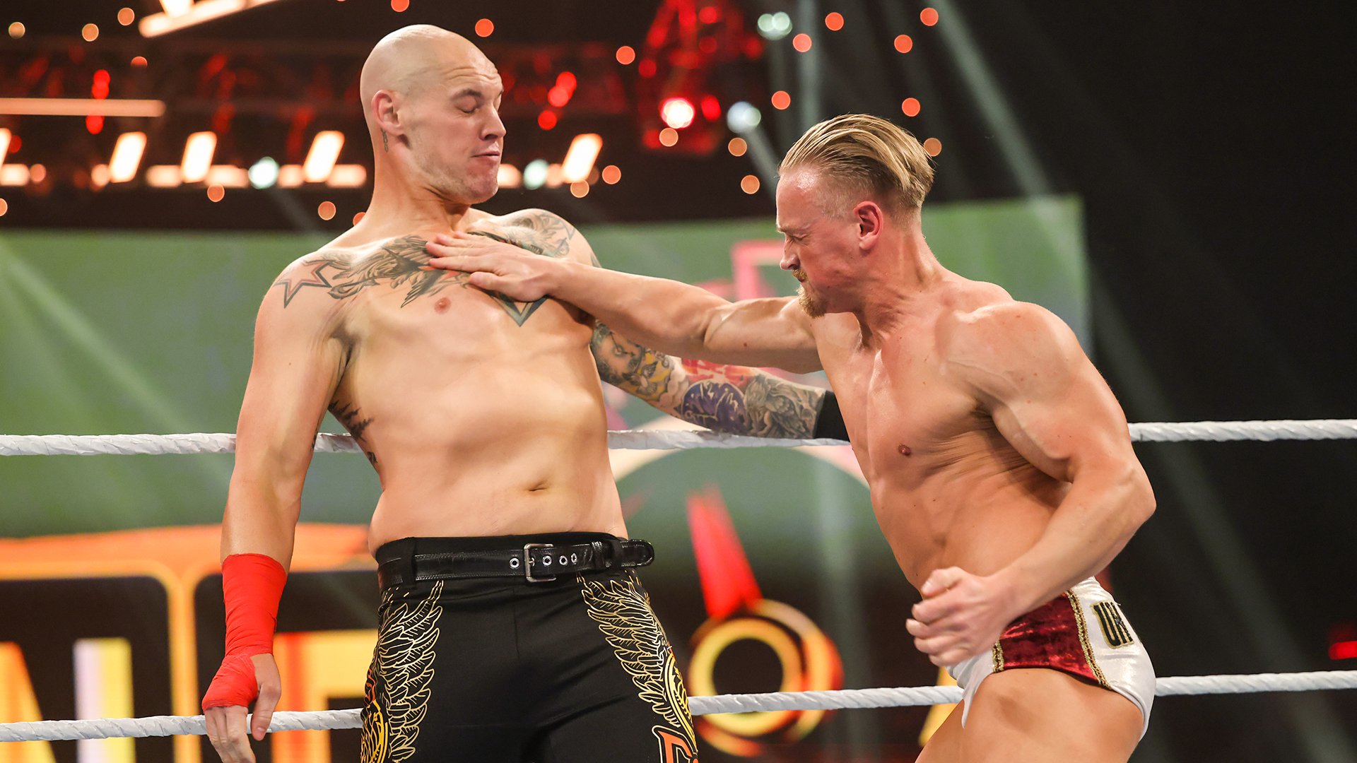 Baron Corbin tattoos: Outlined shoulder star tattoos