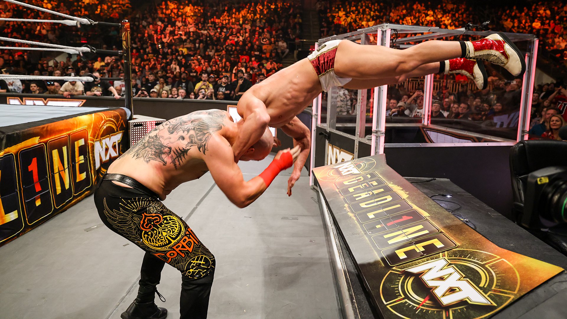 Baron Corbin tattoos: Wolf and forest back tattoo