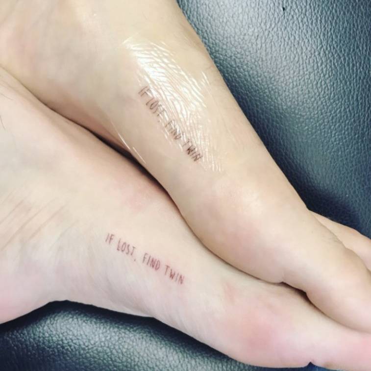 Bella Thorne matching foot tattoo