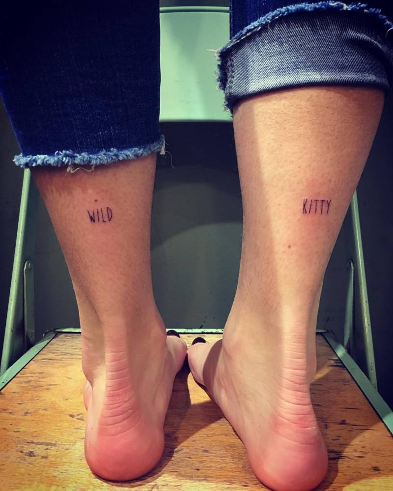 Bella Thorne wild kitty calf tattoos