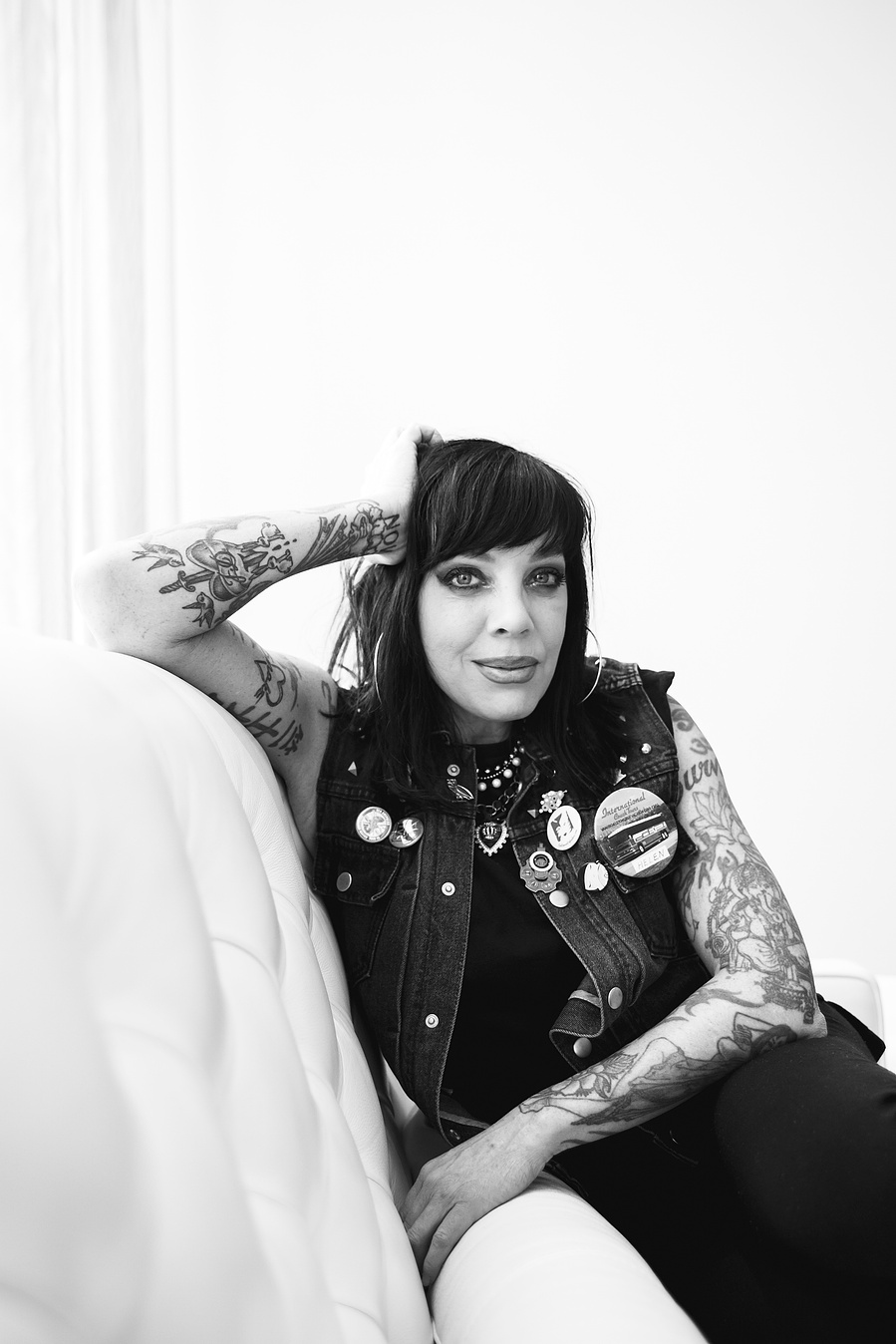 Bif Naked dense arm coverage and lettering view Bif Naked tattoos: dense arm coverage and lettering view