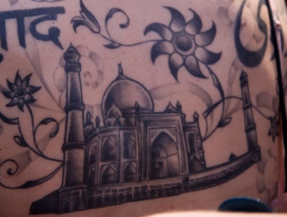 Bif Naked Taj Mahal and surrounding torso tattoo detail Bif Naked tattoos: Taj Mahal and surrounding torso tattoo detail