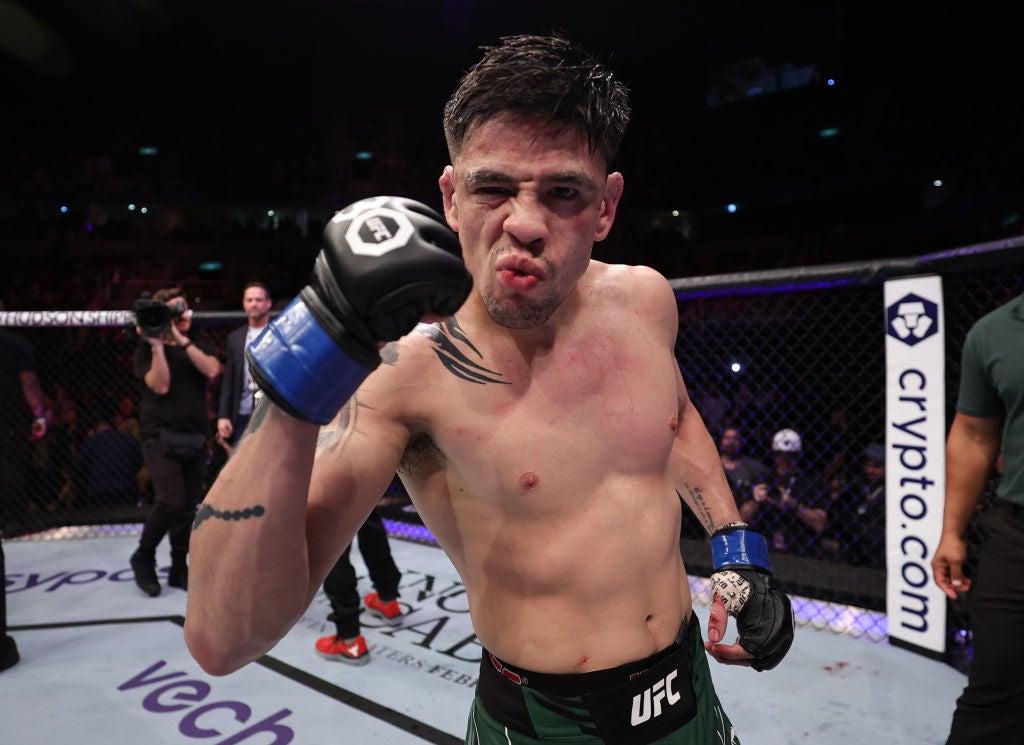Brandon Moreno An earlier Octagon photograph Brandon Moreno in a contextual photograph: An earlier Octagon photograph; not tattoo evidence