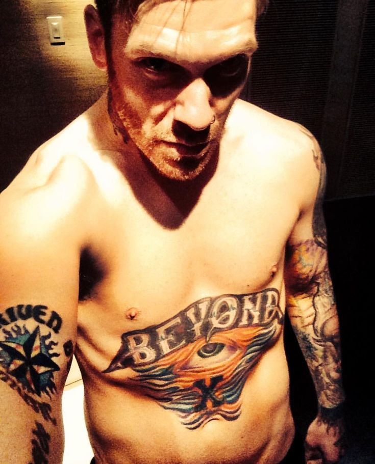 Brent Smith Beyond chest tattoo and arm ink