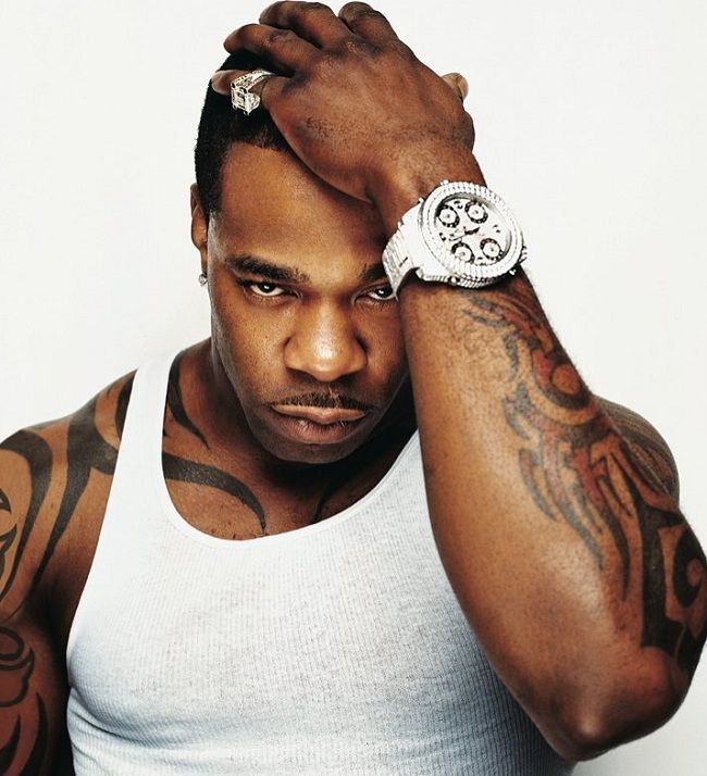 Busta Rhymes tattooed arms portrait