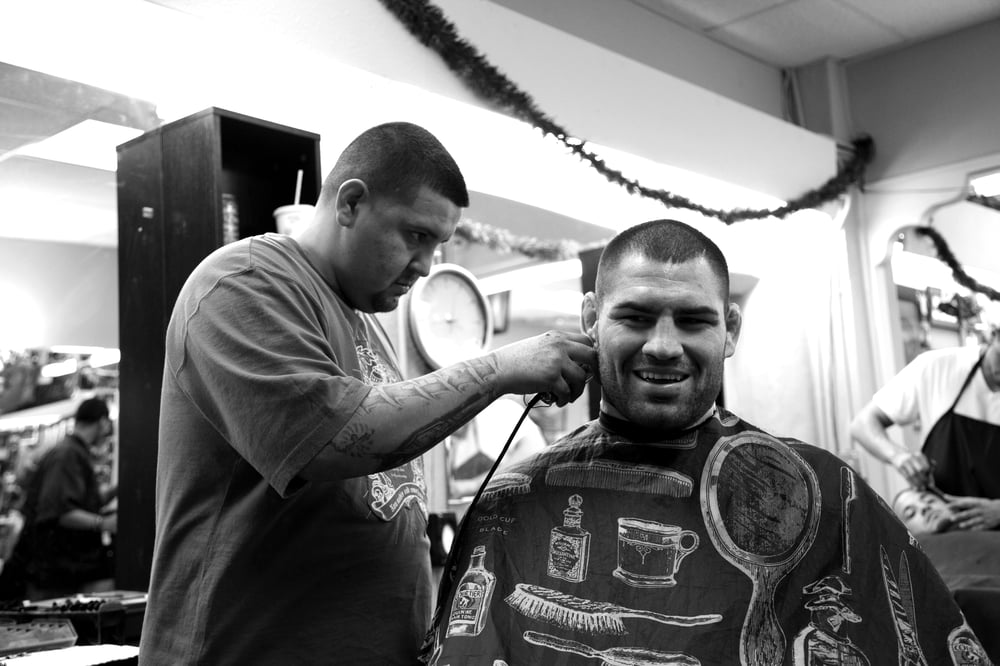 Cain Velasquez in a contextual photograph: The quieter days between fights photograph; not tattoo evidence