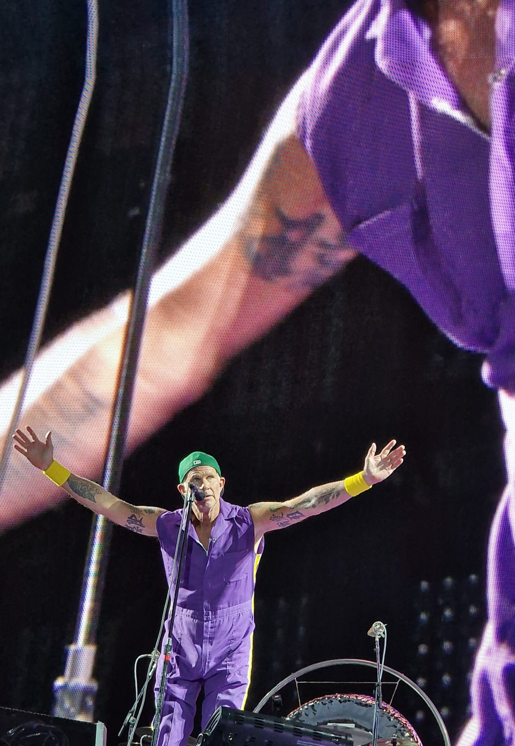 Chad Smith arm tattoos during a Red Hot Chili Peppers show