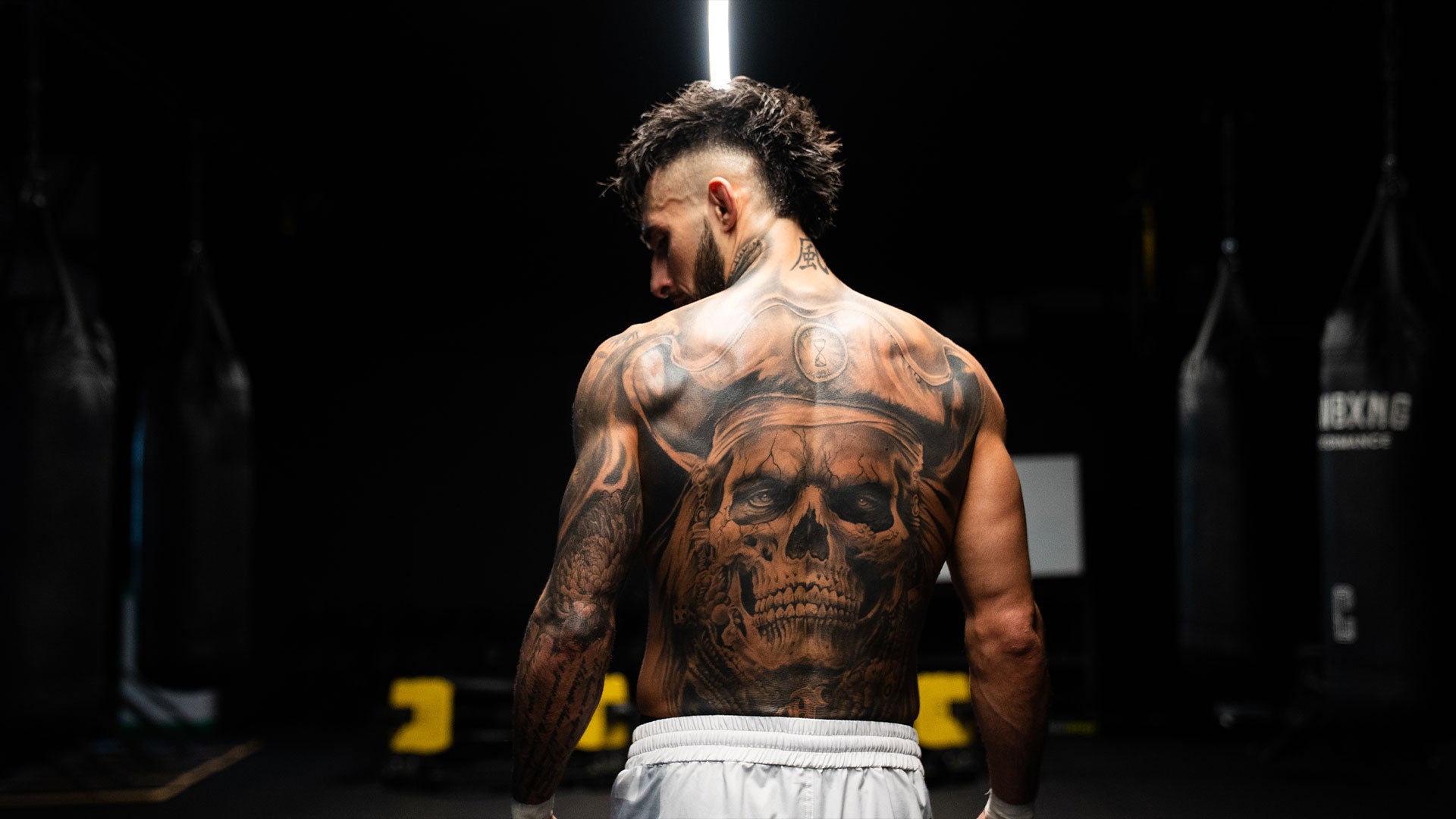 Charles Jourdain The skull covering his back Charles Jourdain tattoos: The skull covering his back