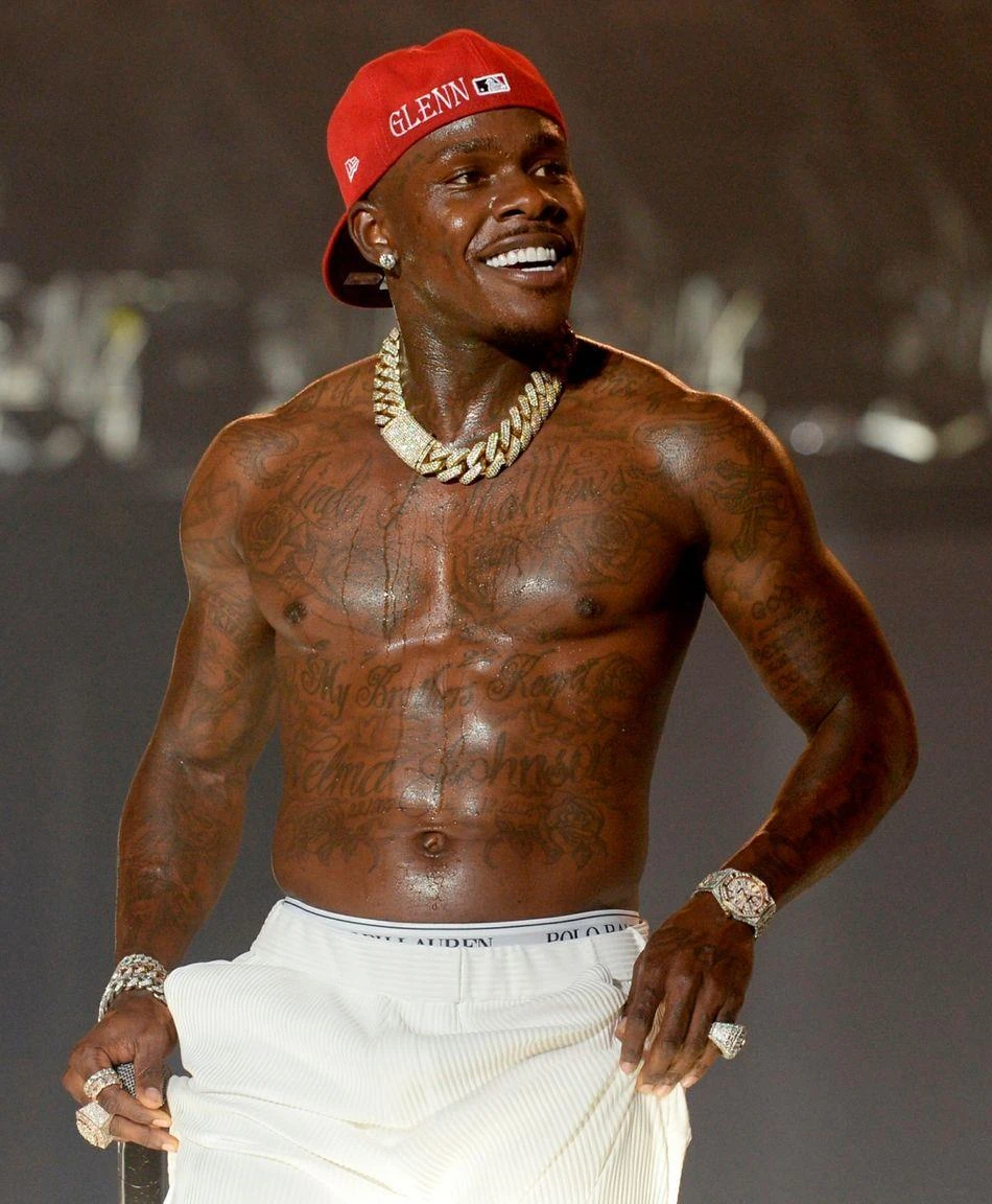 DaBaby shirtless tattoos on stage