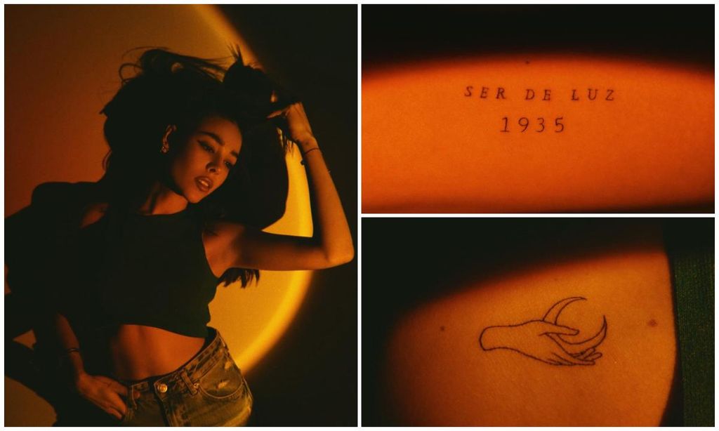 Danna Paola tattoos: grandmother tribute tattoo