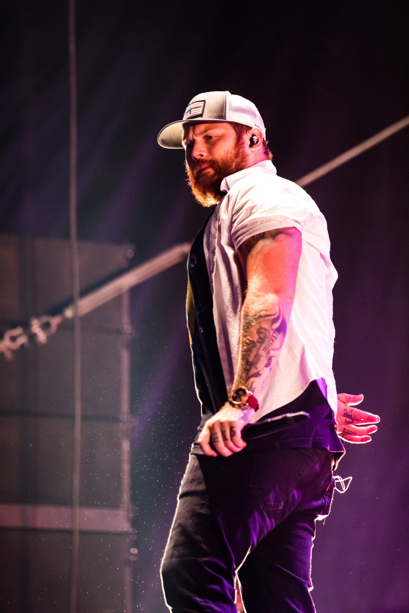 Danny Worsnop neck and arm tattoos