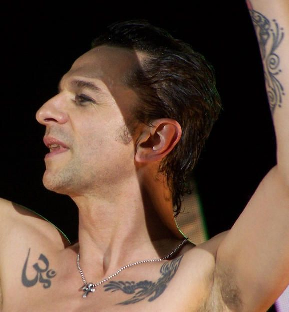 Dave Gahan heart and forearm tattoos