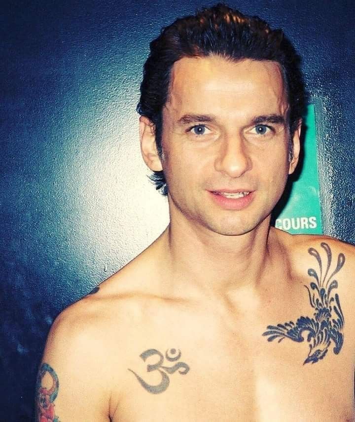 Dave Gahan shirtless chest tattoos