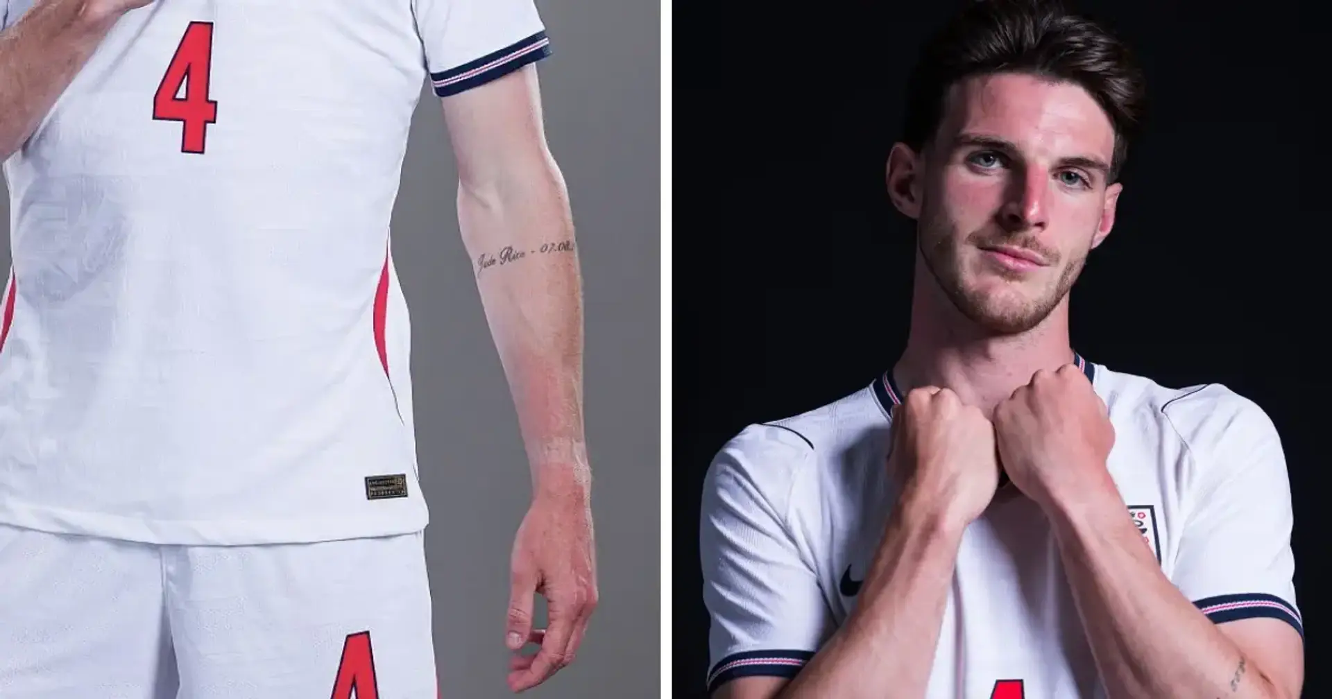 Declan Rice tattoos: John Rice - 07.02 forearm inscription