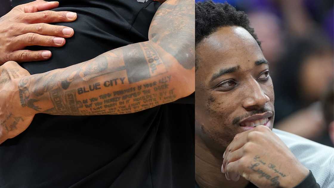 DeMar DeRozan Blue City forearm tattoos