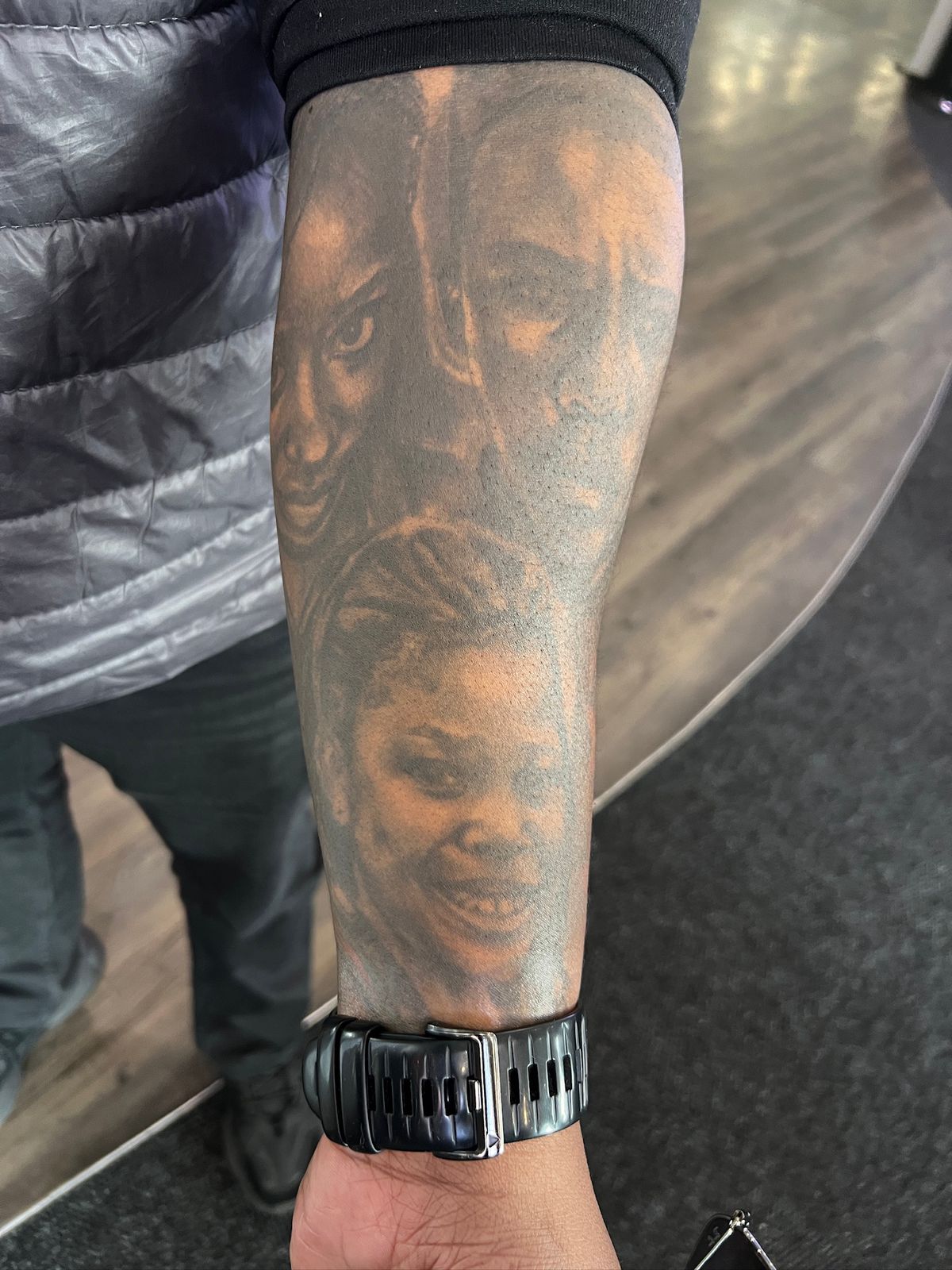 DJ Fresh tattoos: the family and historical portraits inside the back piece