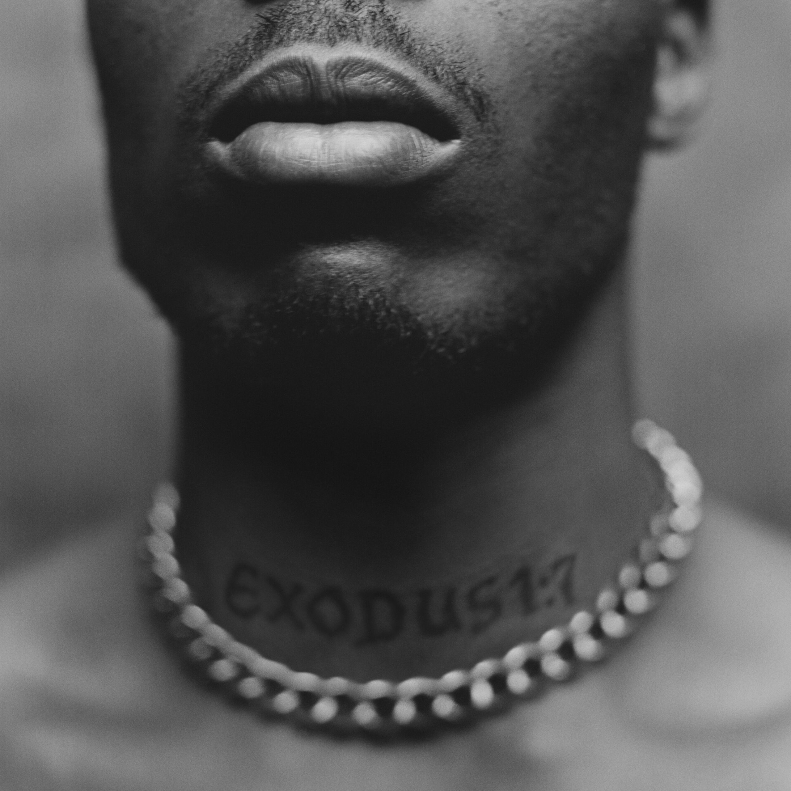 DMX tattoos: tight face and neck view showing the EXODUS 1:7 tattoo clearly