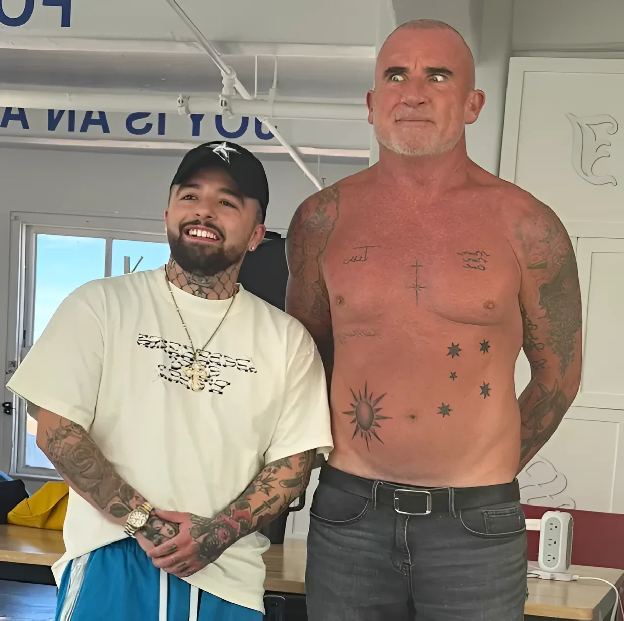 Dominic Purcell tattoos: genuine Australian-themed chest tattoo evidence