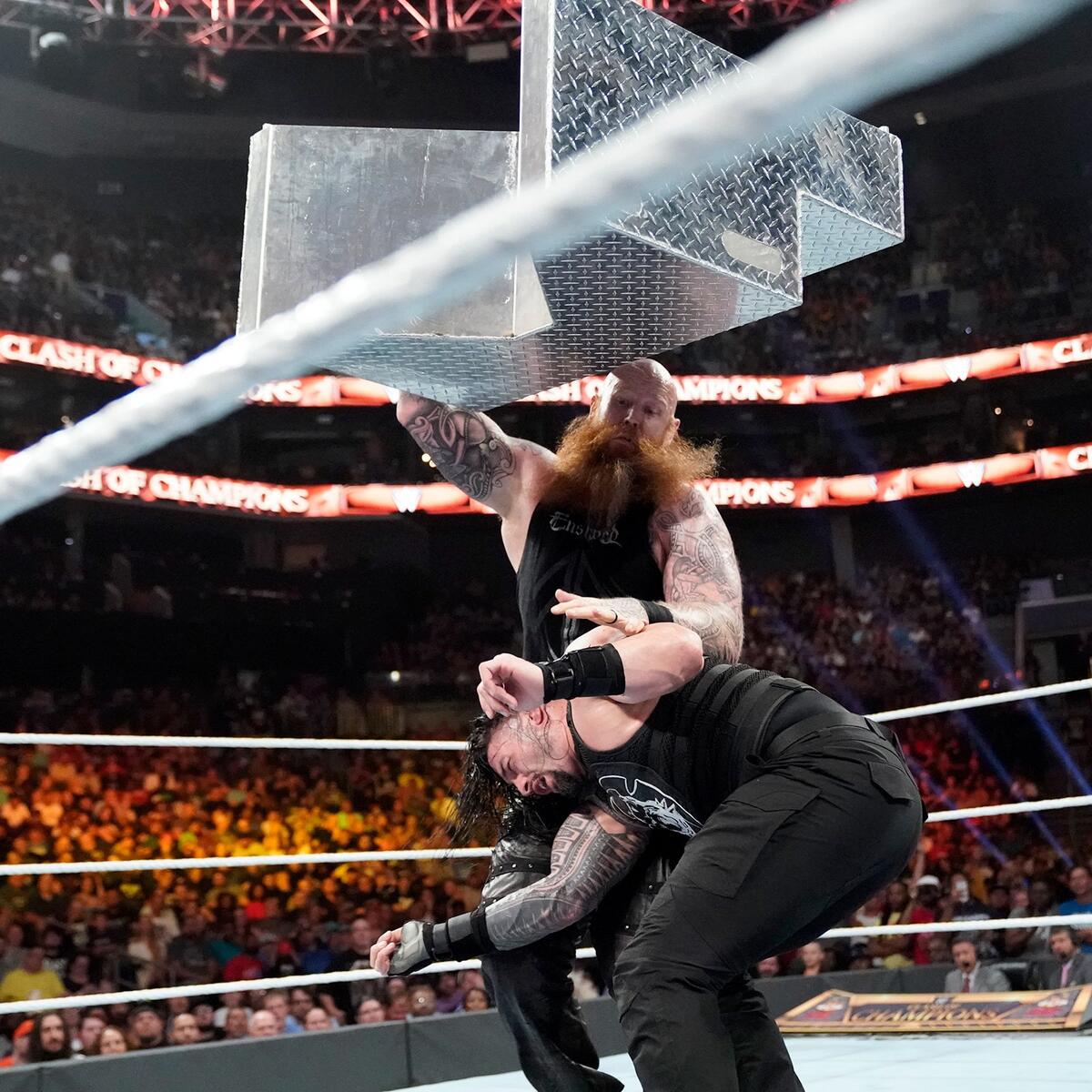 Erick Rowan tattoos: Both exposed sleeves showing the connection from shoulders to forearms