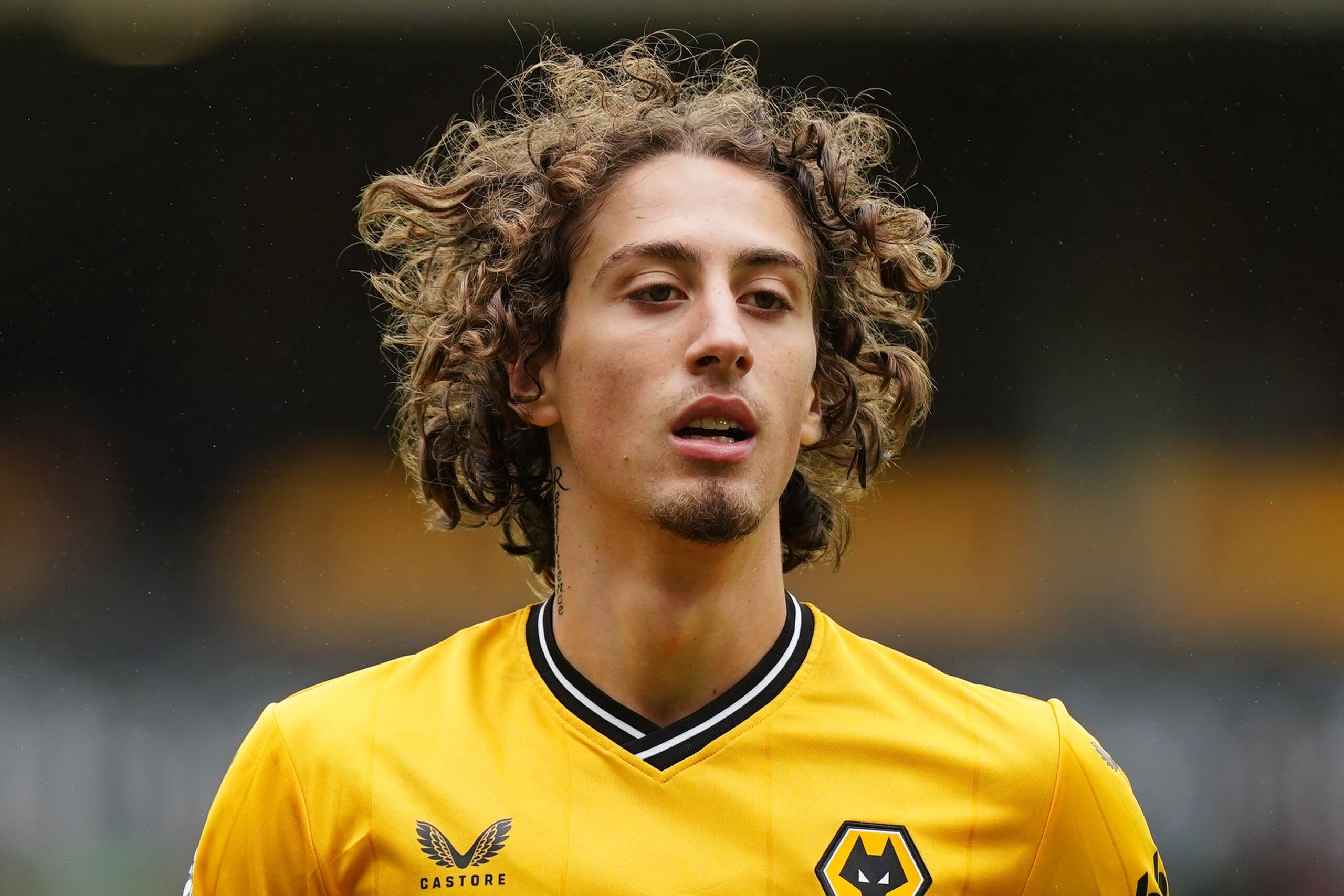 Fabio Silva in a contextual match-day photograph; this image is not tattoo evidence