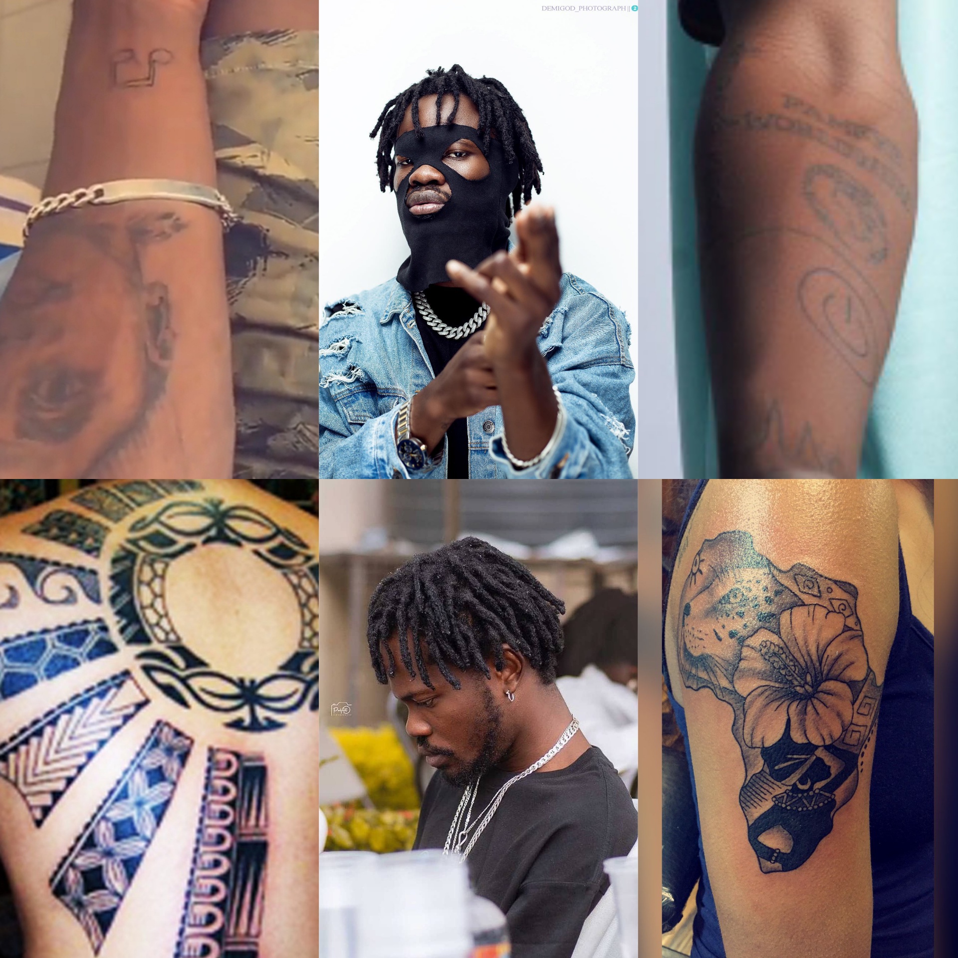 Fameye tattoos: Genuine tattoo reference for Fameye's documented family portrait