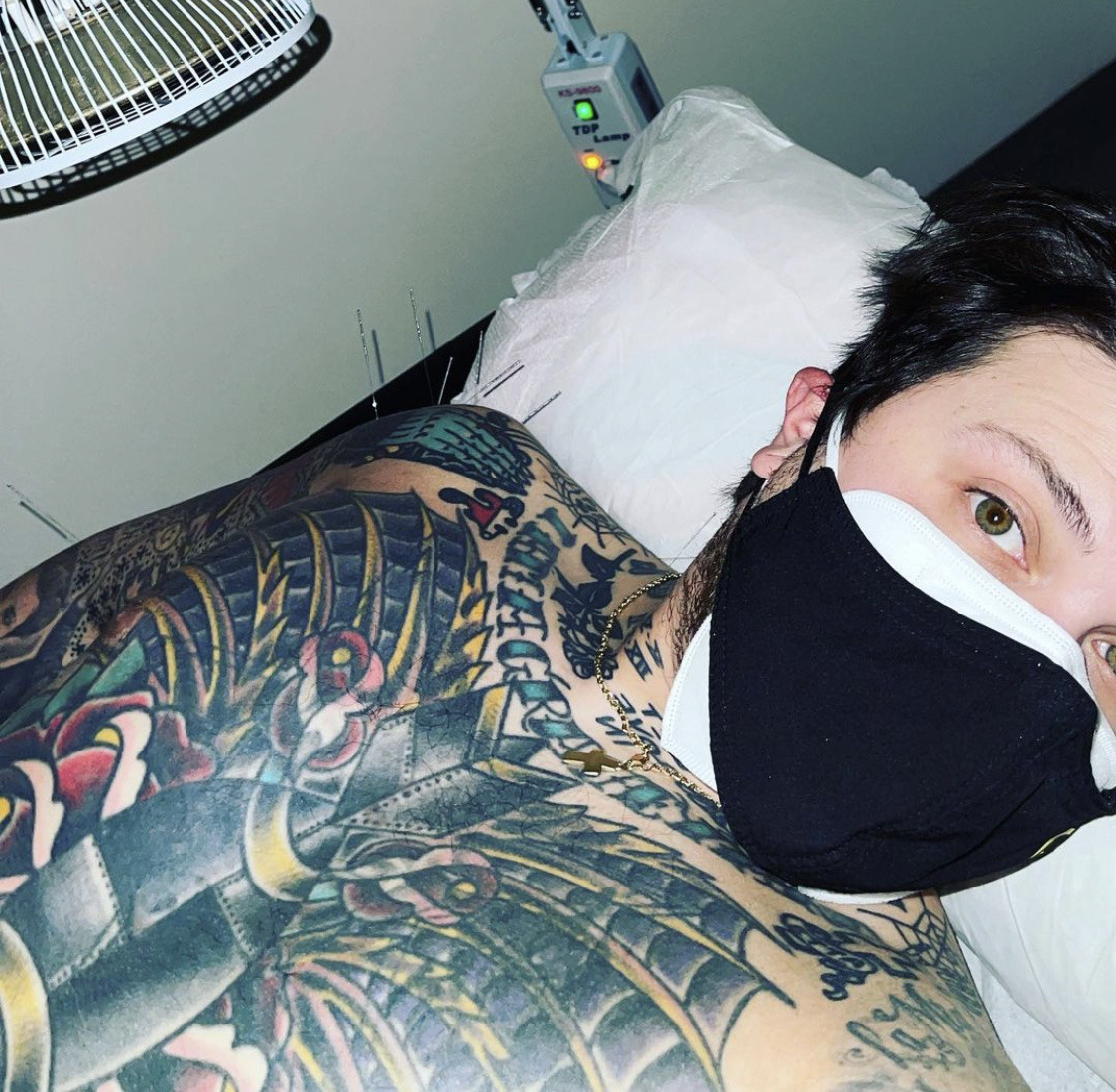 Frank Iero’s chest tattoos