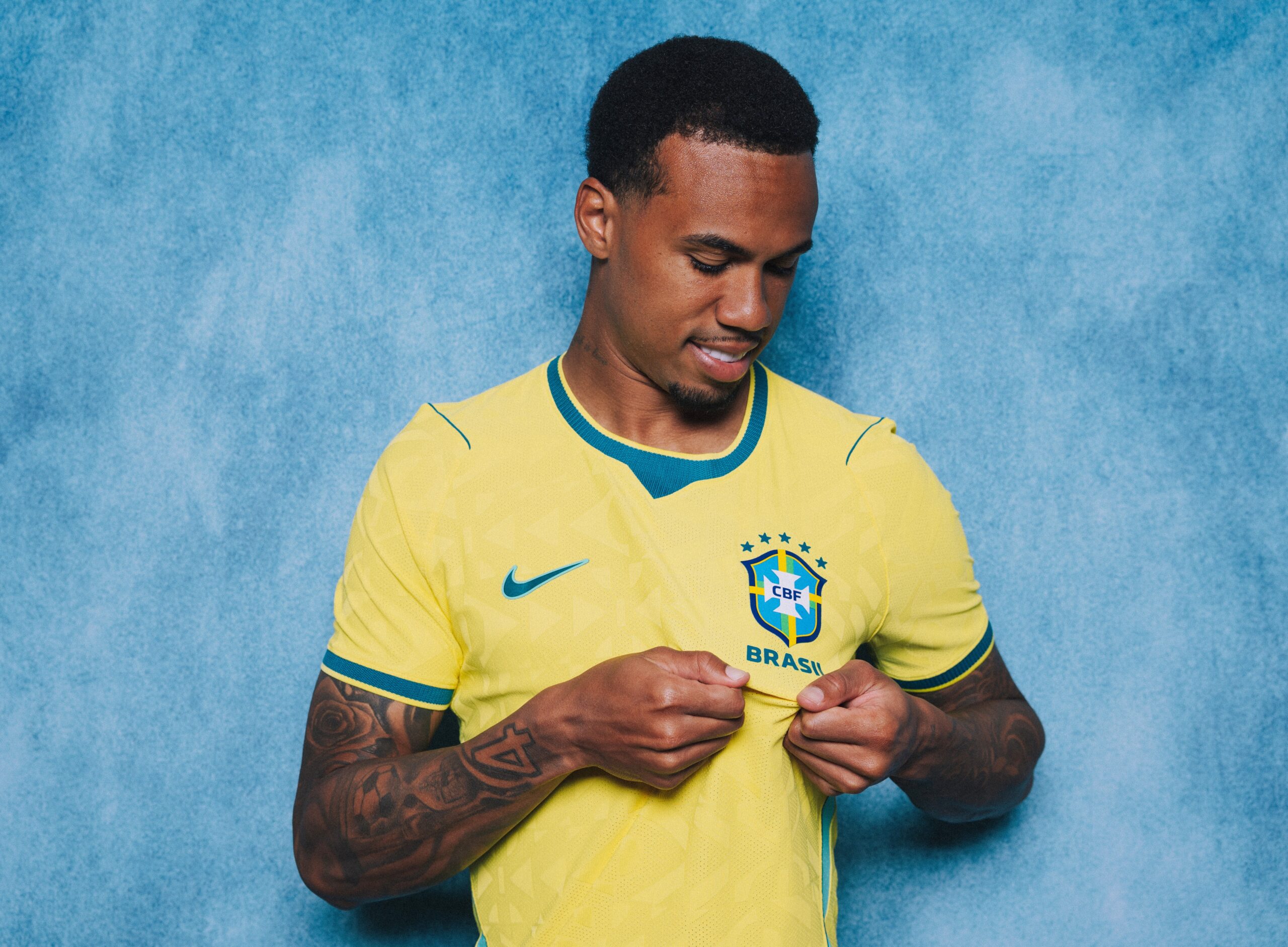 Gabriel Magalhaes Brazil kit portrait showing Gabriel Magalhaes’ tattooed arms; the calf trophy is documented separately by the league report. Gabriel Magalhaes tattoos: Brazil kit portrait showing Gabriel Magalhaes’ tattooed arms; the calf trophy is documented separately by the league report.