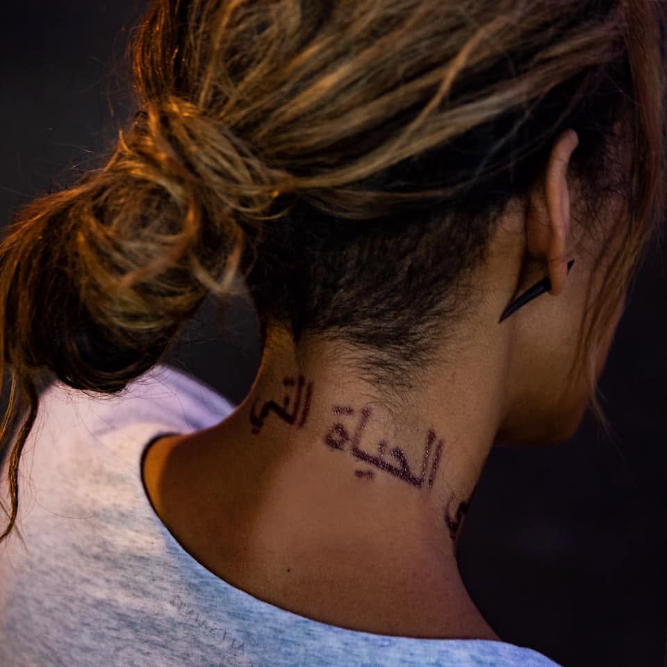 Halle Berry temporary John Wick neck tattoo
