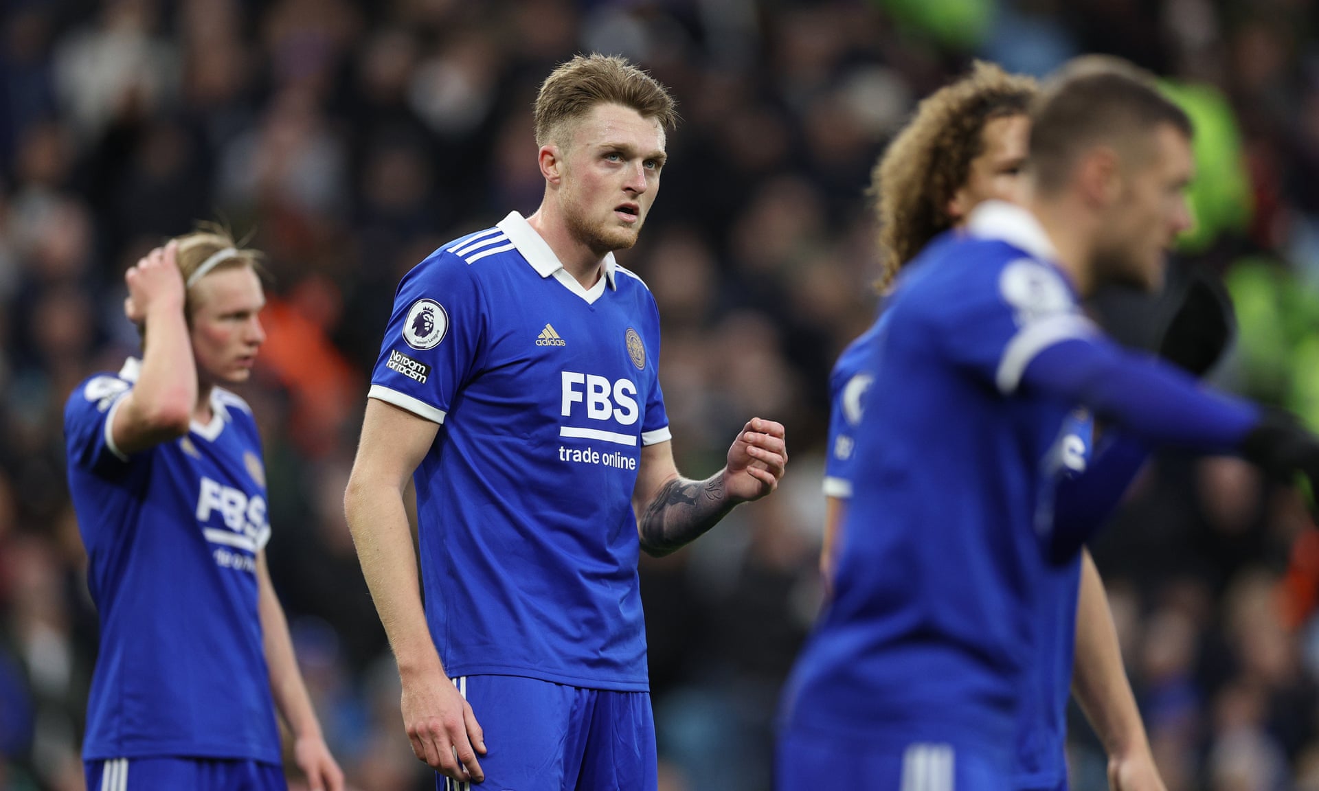 Harry Souttar tattoos: Harry Souttar's Aaron memorial tattoo in a Leicester match setting