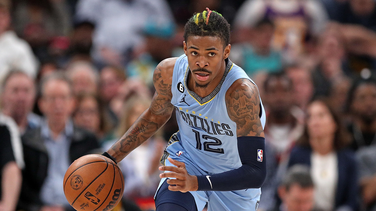 Ja Morant arm tattoos in game action