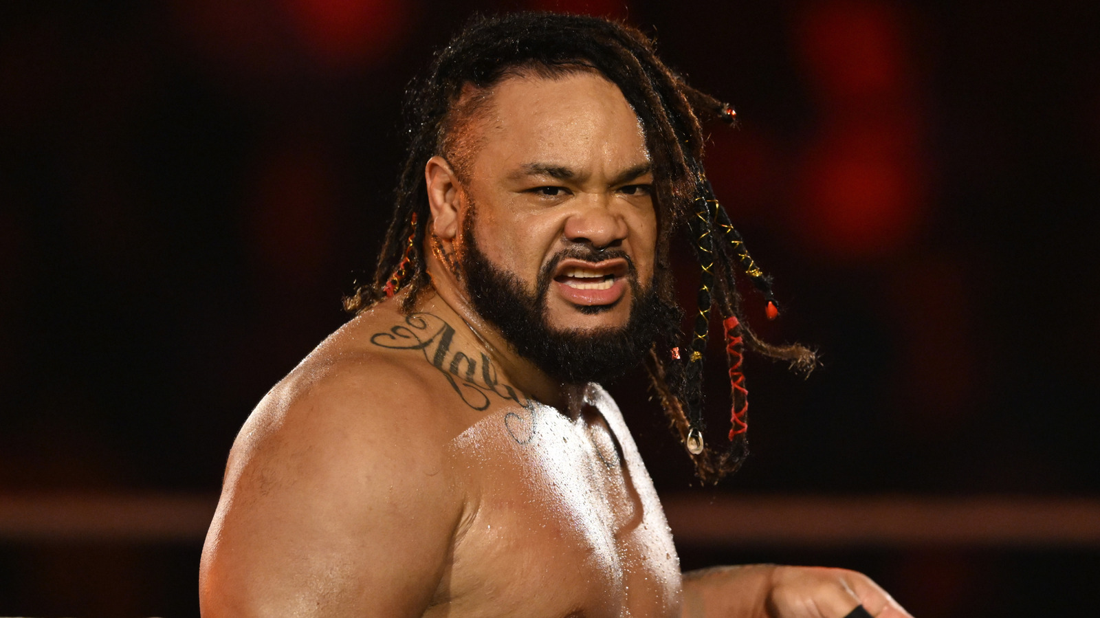 Jacob Fatu contextual photo only, not tattoo evidence Jacob Fatu in a contextual photograph: contextual photo only, not tattoo evidence; not tattoo evidence